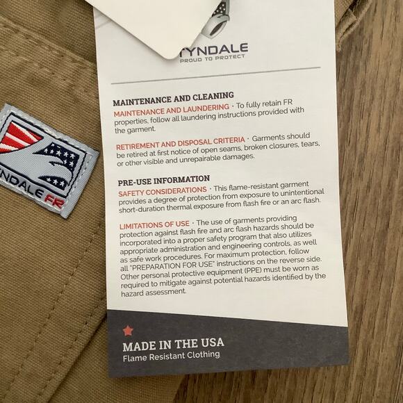 Tyndale Flame Resisitant Tan Work Cargo Pants 38 x 30 NWT - Picture 8 of 11